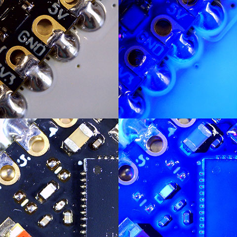 Inspecting conformal coating under UV light
