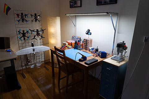 KEA dining table workbench light